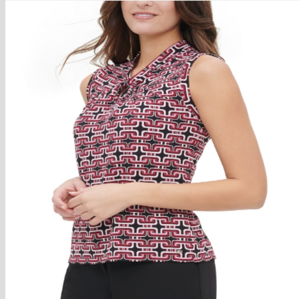 NWT NEW TOMMY HILFIGER Geometric Sleeveless Blouse Shirt Top Lady's XL & S